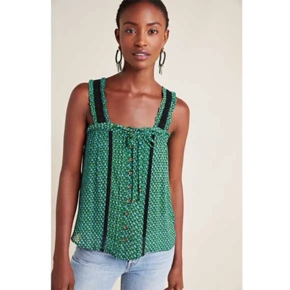 Printed Crochet Tank Top